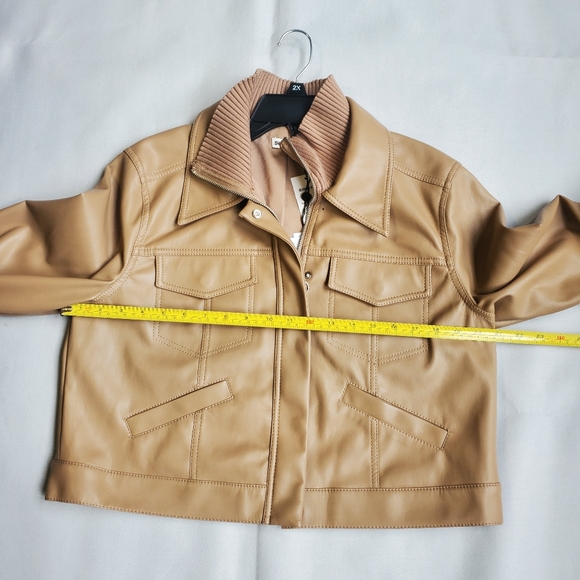 NWT$495 SIMKHAI Becka Boxy Zip-front Vegan Faux Leather Jacket Sz Large - Picture 10 of 15